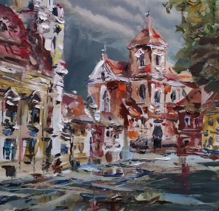 Town Hall Square original painting by Arvydas Zdanavičius. Home