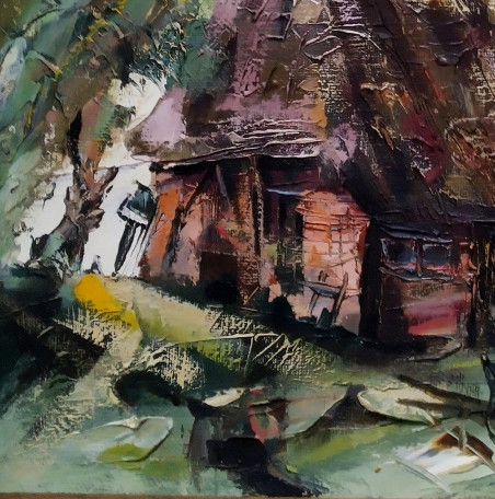 Old house original painting by Arvydas Zdanavičius. Home