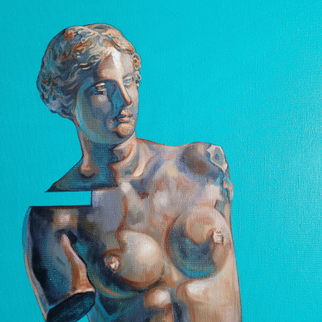 Venus de Milo in Tiffany original painting by Ansis Burkė. Contemporary Art