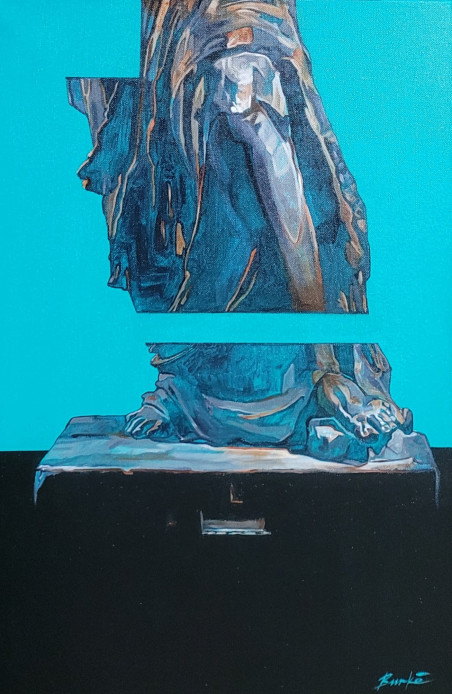 Venus de Milo in Tiffany original painting by Ansis Burkė. Contemporary Art