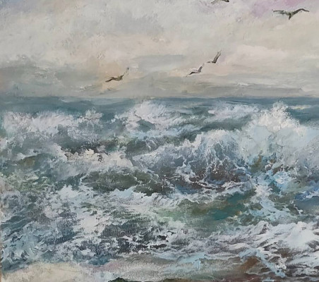 The Storm original painting by Birutė Butkienė. Sea