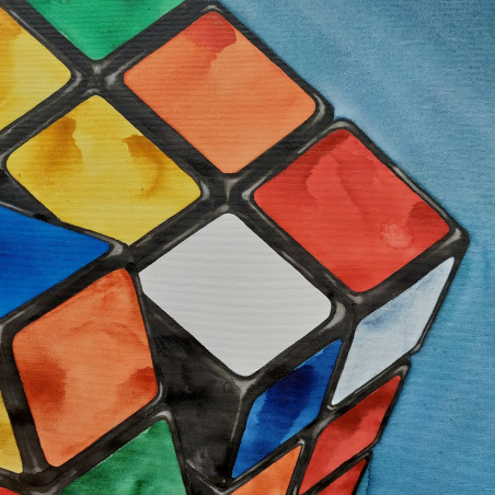 Rubik's cube original painting by Tomas Bernatonis. Home