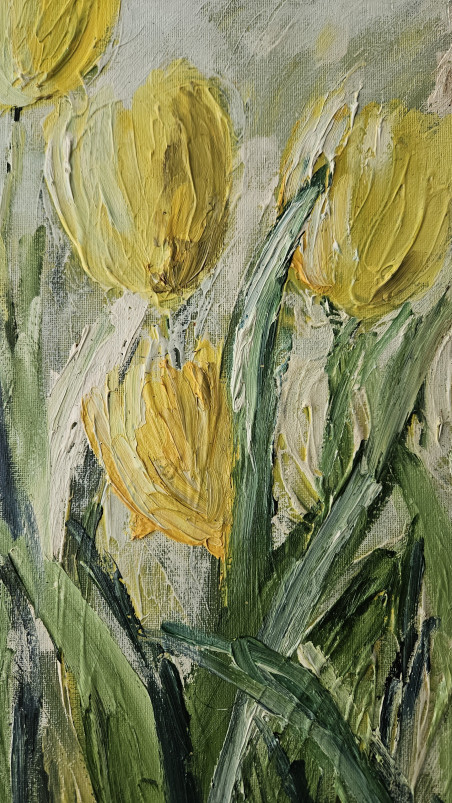 Yellow Tulips original painting by Kristina Česonytė. Home