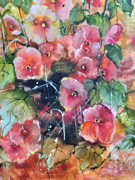 Malva 18 original painting by Inesa Škeliova. Flowers