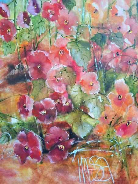 Malva 18 original painting by Inesa Škeliova. Flowers