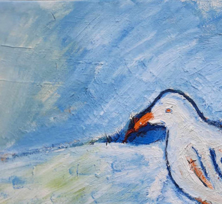 White seagull original painting by Gitas Markutis. Animalistic Paintings