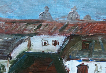 City ​​Roofs original painting by Kristina Česonytė. Home