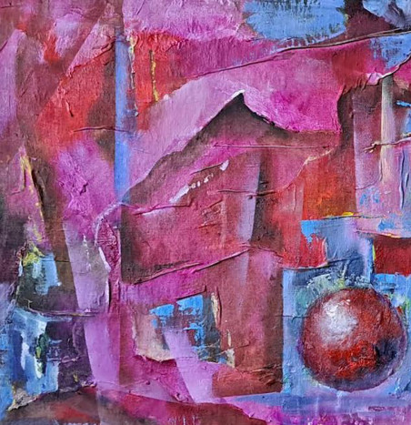 Pink original painting by Jonas Dailidėnas. Home