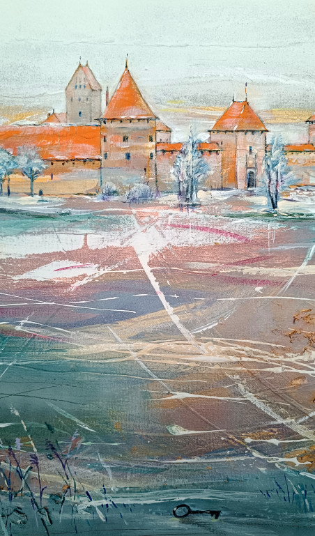 Frozen time original painting by Daiva Kibildytė. Urbanistic - Cityscape