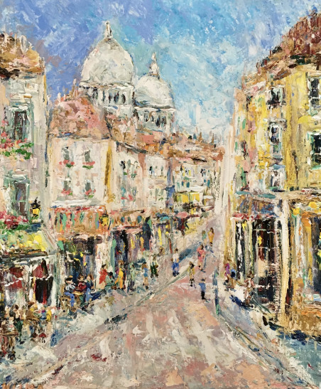 Paris. Montmartre original painting by Vilma Gataveckienė. Urbanistic - Cityscape