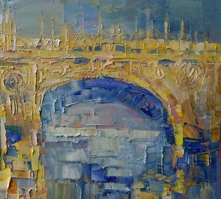 Sunny bridge original painting by Simonas Gutauskas. Simonas Gutauskas Art