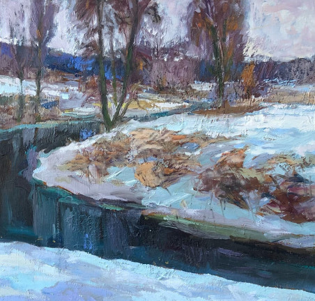 In the middle of the winter original painting by Valentinas Varnas. Home