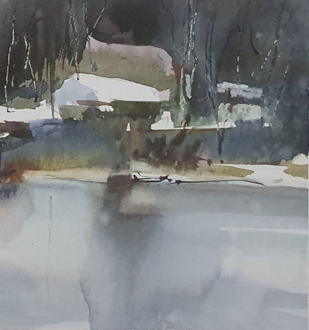 A pond II original painting by Raimonda Rauluševičienė. Calm paintings