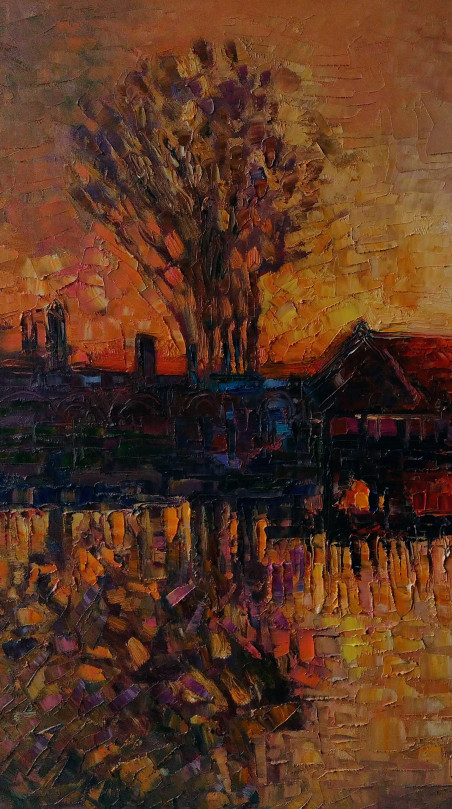 Water mill original painting by Simonas Gutauskas. Home