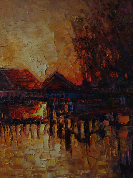 Water mill original painting by Simonas Gutauskas. Home