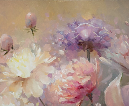 Soft elegance original painting by Aleksandr Jerochin. Flowers