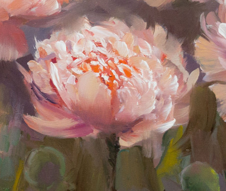 Peonies original painting by Alexander Jerochin. Flowers