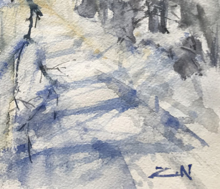 Snow on the branches original painting by Nijolė Zubienė. Home