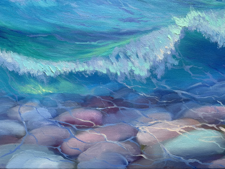 In the waves of the sea original painting by Rita Medvedevienė. Sea