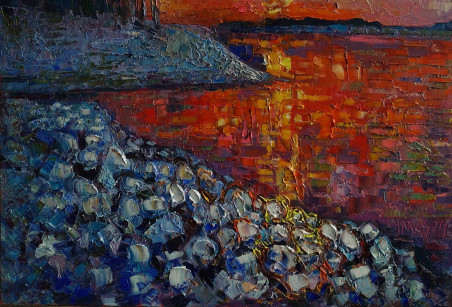 Stones covered in snow original painting by Simonas Gutauskas. Home