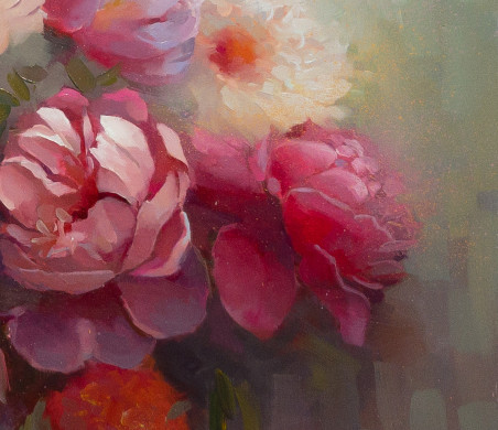 Peonies original painting by Aleksandr Jerochin. Flowers