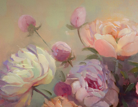 Peonies original painting by Aleksandr Jerochin. Flowers