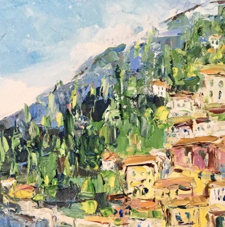 Lake Como. Italy original painting by Vilma Gataveckienė. Lithuanian Landscape Paintings