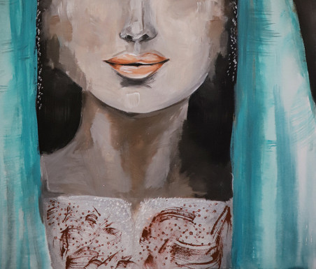 Eastern peace original painting by Agnė Mitkutė. Portrait