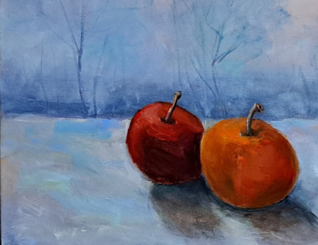 Apples on the snow original painting by Lidija Dailidėnienė. Home