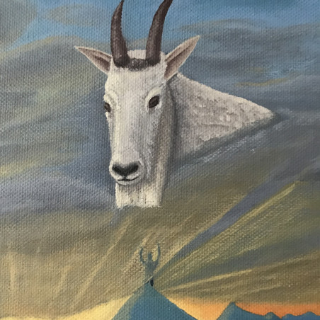 Illusory goat original painting by Motiejus Stonys. Animalistic Paintings