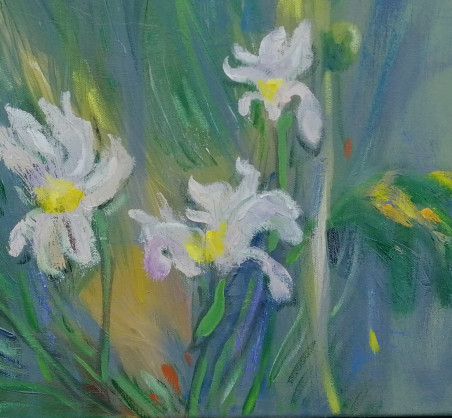 White Irises original painting by Vidmantas Jažauskas. Flowers