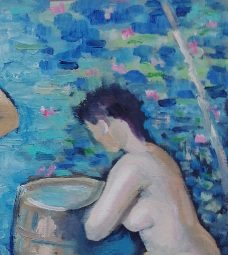 Village bath original painting by Vidmantas Jažauskas. Home