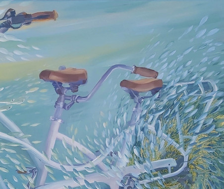 Underwater bike original painting by Lidija Skačkauskaitė Kuklienė. Home