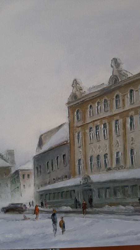 Didžioji Street original painting by Aleksandras Lysiukas. Home