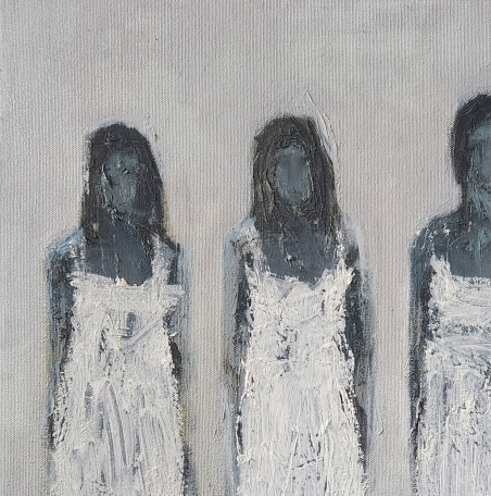 Four women original painting by Amilcar Rivera Munive. Home