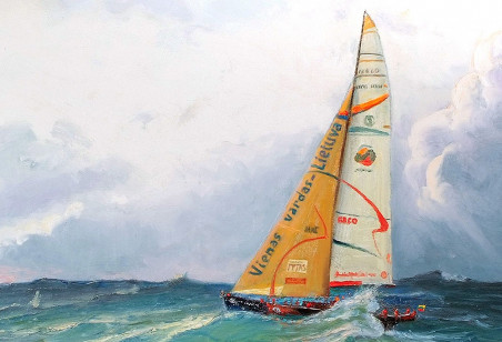 Ambersail Across The Atlantic original painting by Jonas Kozulas. Home