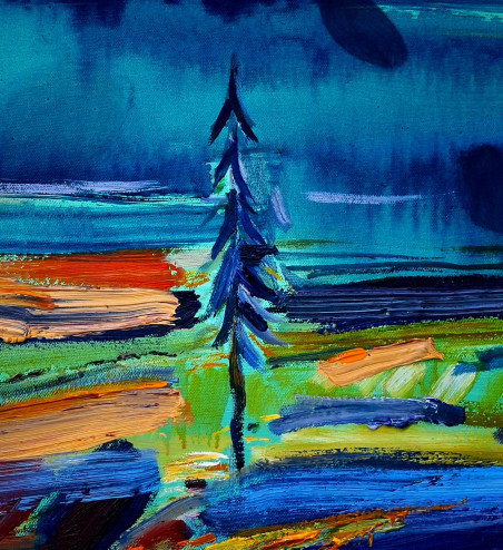 Spruce original painting by Arvydas Martinaitis. Home