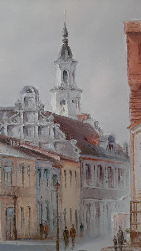 Kaunas, Vilnius Street original painting by Aleksandras Lysiukas. Paintings With Kaunas (Kaunas)