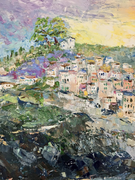 Riomaggiore, Cinque Terre original painting by Vilma Gataveckienė. Lithuanian Landscape Paintings