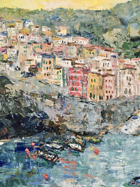 Riomaggiore, Cinque Terre original painting by Vilma Gataveckienė. Lithuanian Landscape Paintings