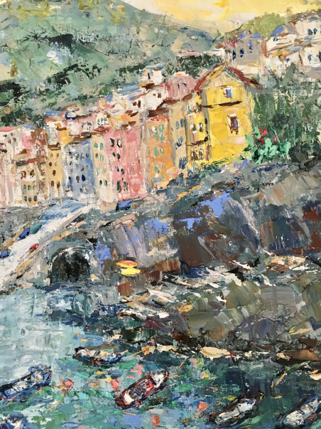 Riomaggiore, Cinque Terre original painting by Vilma Gataveckienė. Lithuanian Landscape Paintings