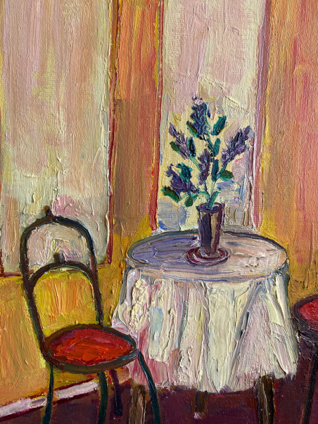 The yellow room original painting by Aistė Bugailiškytė. Neo Expressionism