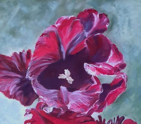 Frosted tulips original painting by Nadia Petraitienė. Home