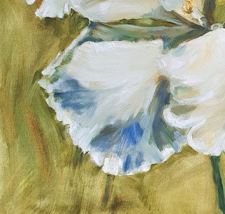 The innocence of white bloom original painting by Nadia Petraitienė. Home