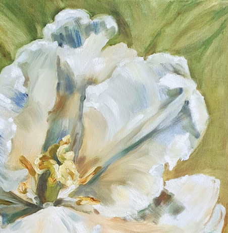 The innocence of white bloom original painting by Nadia Petraitienė. Home