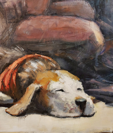 The purpose of the dog original painting by Eugis Eidukaitis. Home