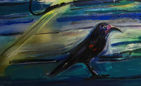 Composition with a crow original painting by Arvydas Martinaitis. Home