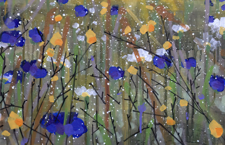 Wild meadow in the evening original painting by Laura Aitmanė. Home