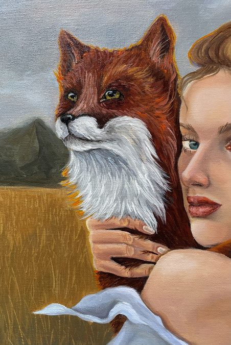 Foxes original painting by Daria Val. Paintings With People