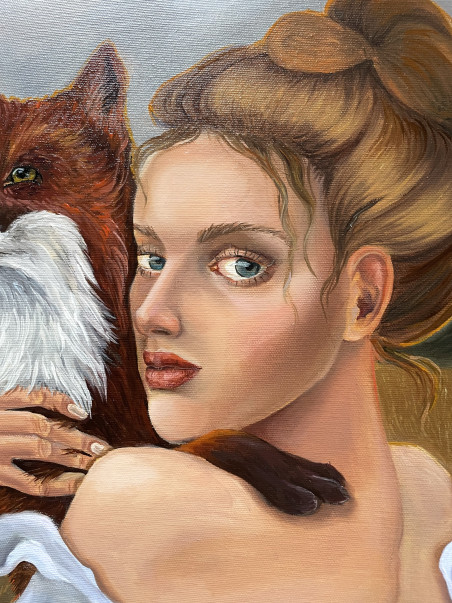 Foxes original painting by Daria Val. Paintings With People